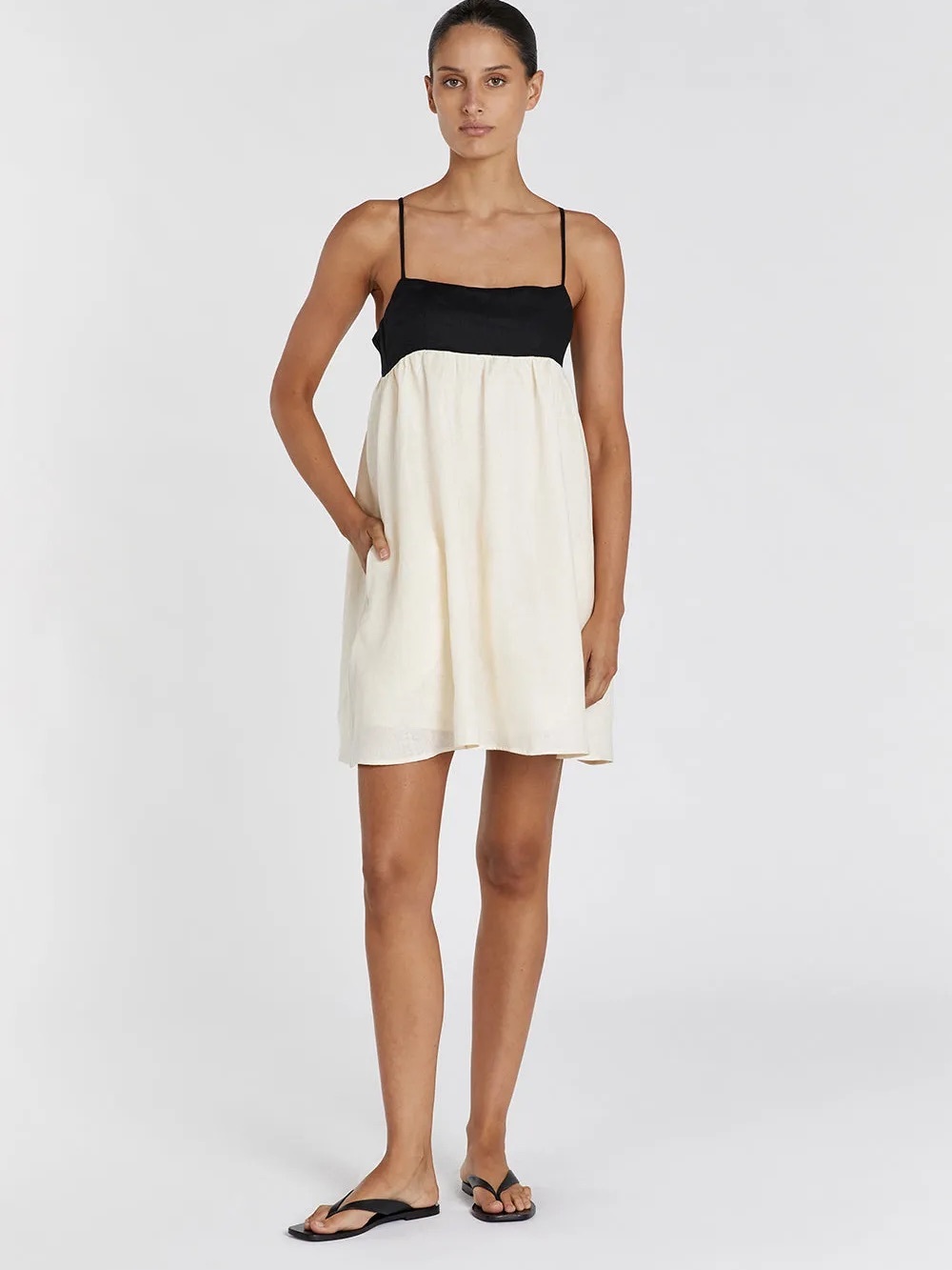 Dissh Linen Babydoll Mini Dress